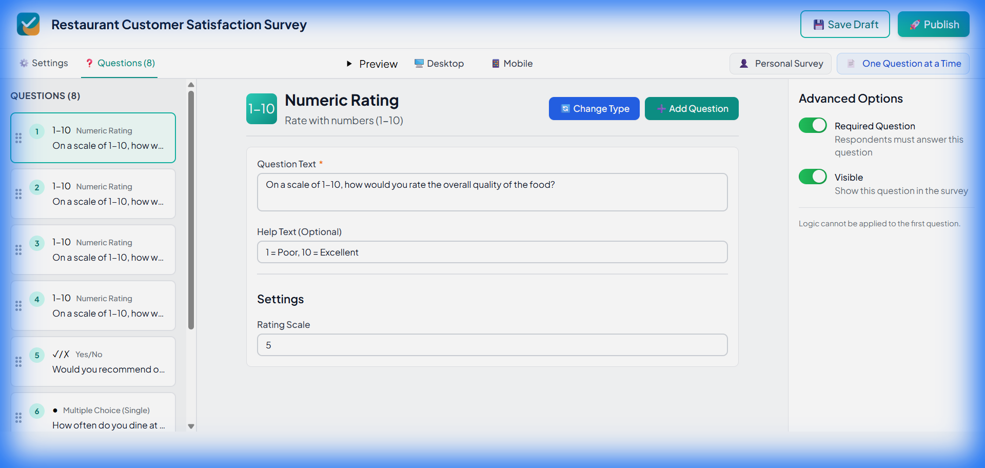 Generated survey preview