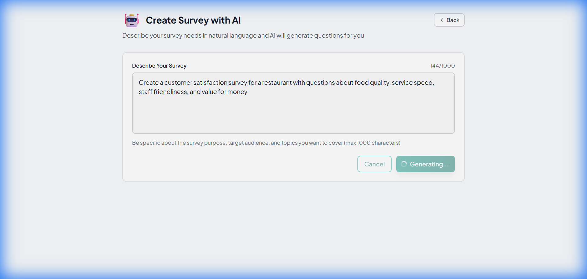 AI generating survey