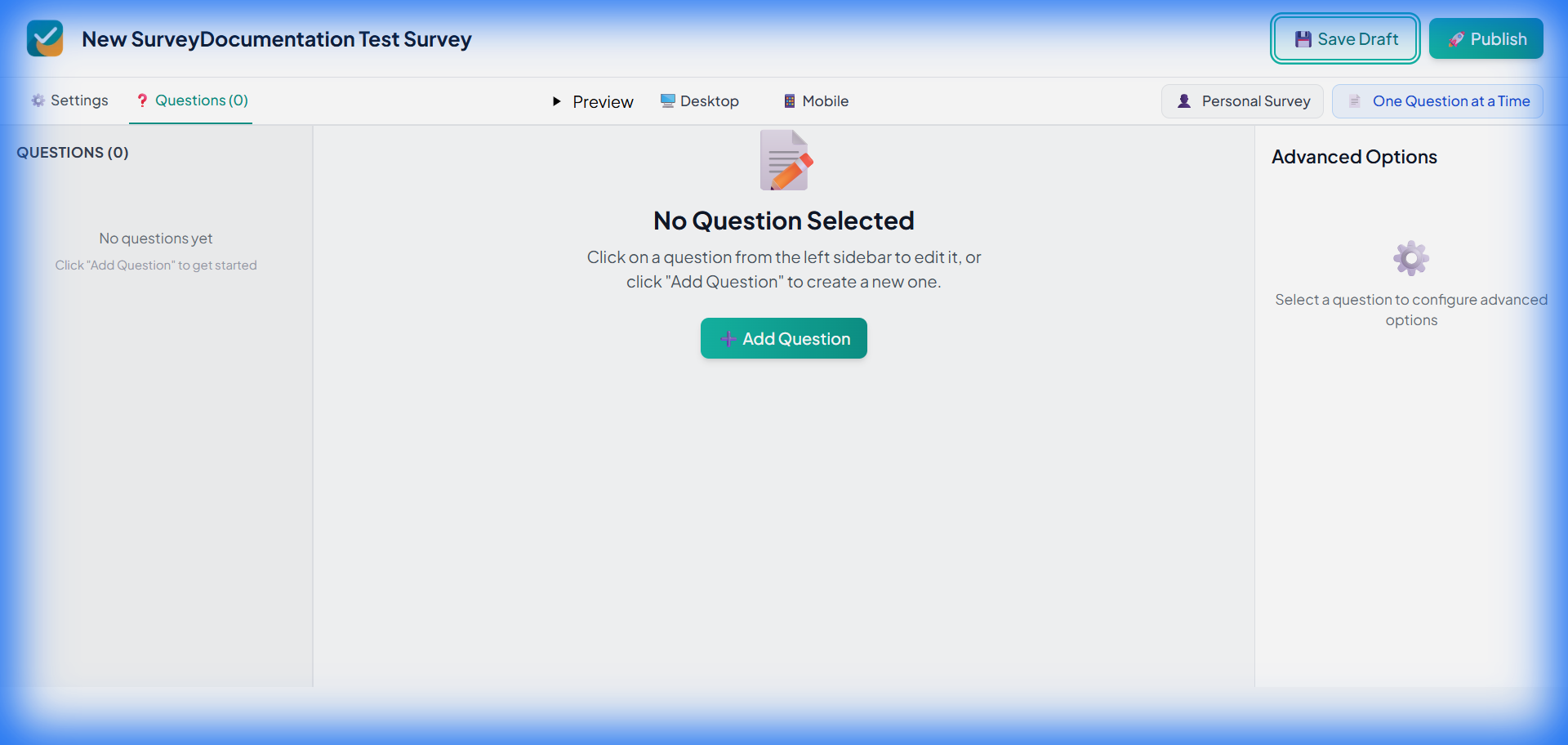 Survey builder interface