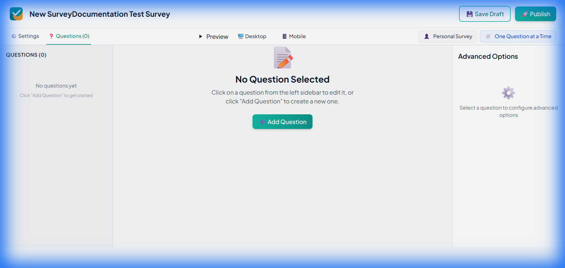 Survey builder interface